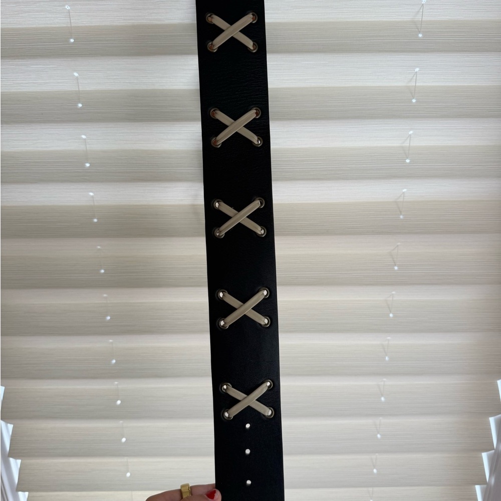 Black Leather Belt with Silver Accents